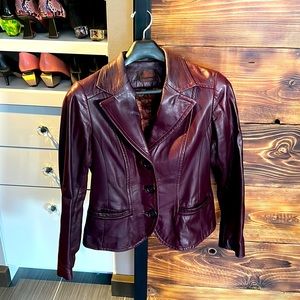 Beautiful burgundy leather blazer